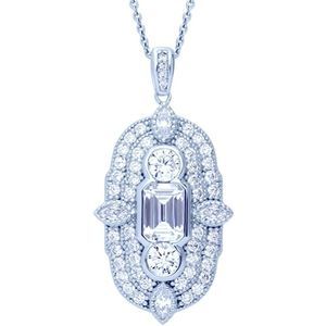 BNIB!! BERRICLE STERLING SILVER RHODIUM PLTD CZ ART DECO MILIGRAIN NECKLACE!